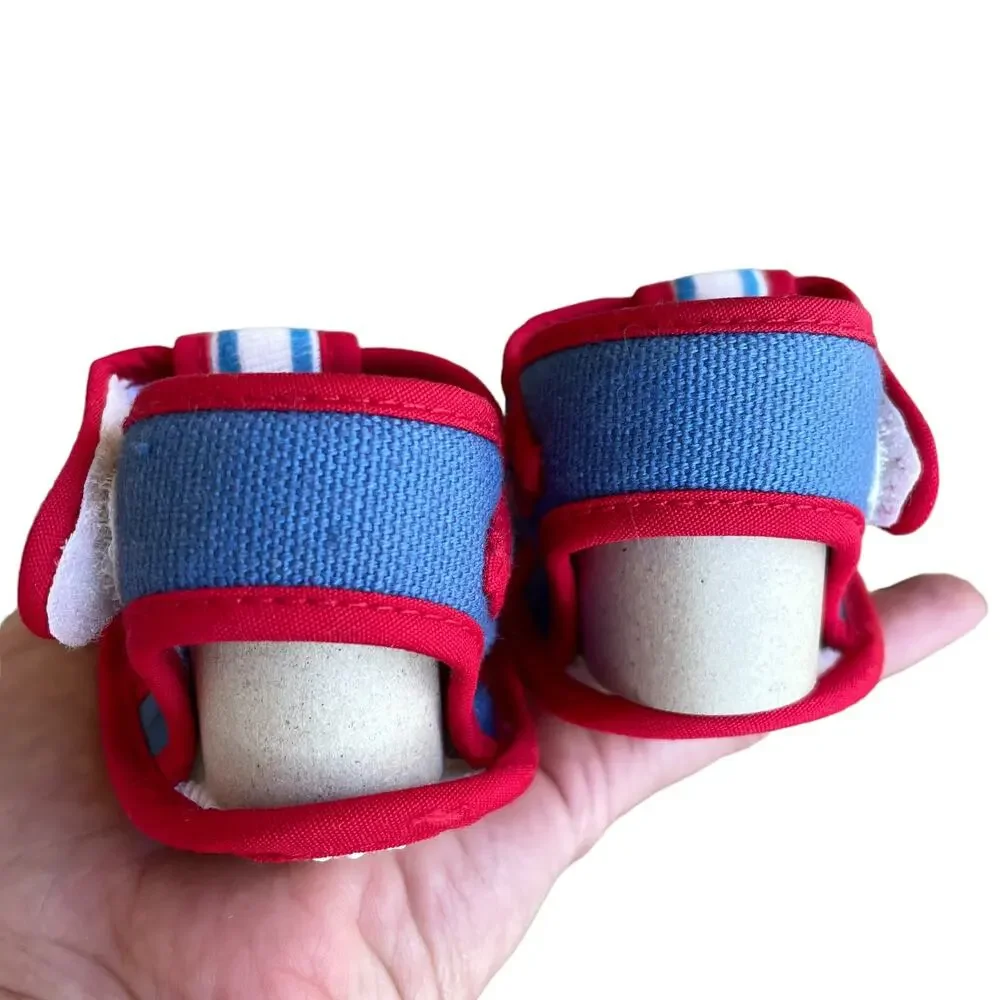 Vintage Sailor Baby Shoes 12 Month Toddler Sandals Red White Blue Fabric NOS